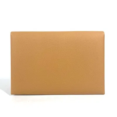 Pre-owned Hermes Brown Pink Epsom Leather Clutch Bag () In Brown, Pink