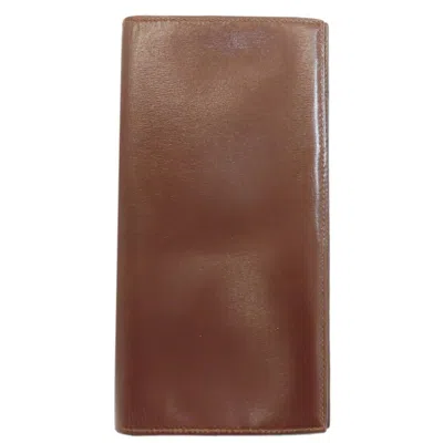Pre-owned Hermes Brown Red Color Box Calf Leather Long Bill Wallet (bi-fold) () In Multi