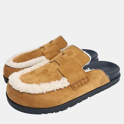 Pre-owned Hermes Hermès Brown Shearling Go Mule Eu 38