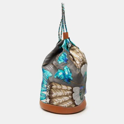 Pre-owned Hermes Brown Silk Brazil Sac Soie Cool 22