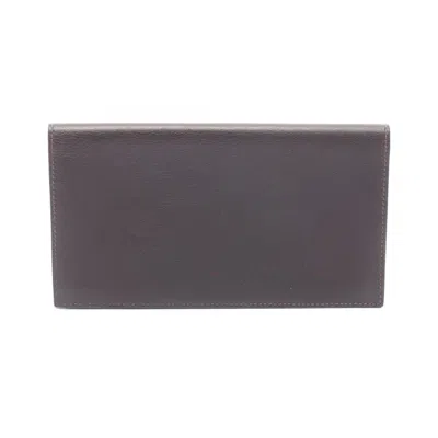Pre-owned Hermes Brown Swift Leather Long Wallet (bi-fold) ()