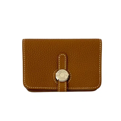 Pre-owned Hermes Brown Taurillon Clemence Leather Coin Purse/coin Case ()