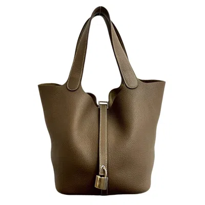 Pre-owned Hermes Brown Taurillon Clemence Leather Handbag Tote Bag ()