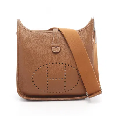 Pre-owned Hermes Brown Taurillon Clemence Leather Shoulder Bag ()