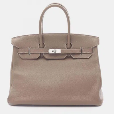Pre-owned Hermes Brown Togo Birkin Retourne 35