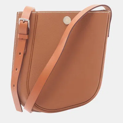 Pre-owned Hermes Brown Togo Perspective Cavaliere 21