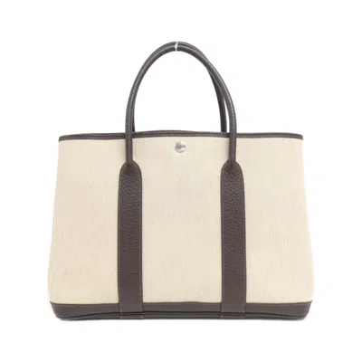 Pre-owned Hermes Brown Toile H Buffle Skipper Leather Tote Bag ()