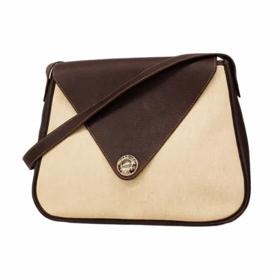 Pre-owned Hermes Brown Toile H Fjord Leather Shoulder Bag ()