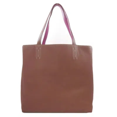 Pre-owned Hermes Brown Tosca Taurillon Clemence Leather Tote Bag ()