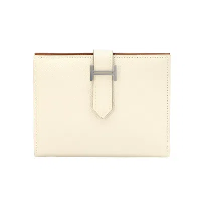 Pre-owned Hermes Brown White Epsom Leather Wallet (bi-fold) () In Multi