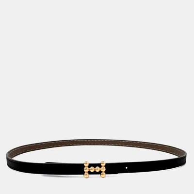 Pre-owned Hermes Bubble Buckle Reversible Belt In Black