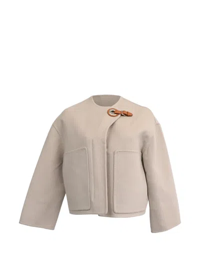 Pre-owned Hermes Buckle-detail Jacket In Neutral