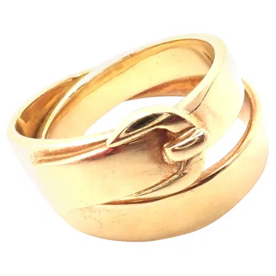 Pre-owned Hermes Buckle Double Row Yellow Gold Band Ring