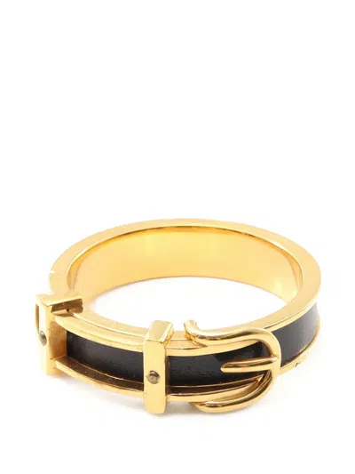 Pre-owned Hermes Buckle-embellished Scarf Ring In Gold