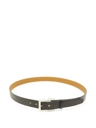 Pre-owned Hermes Buckle Leather Belt In Black