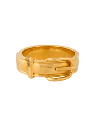 Pre-owned Hermes Buckle Scarf Ring In Gold