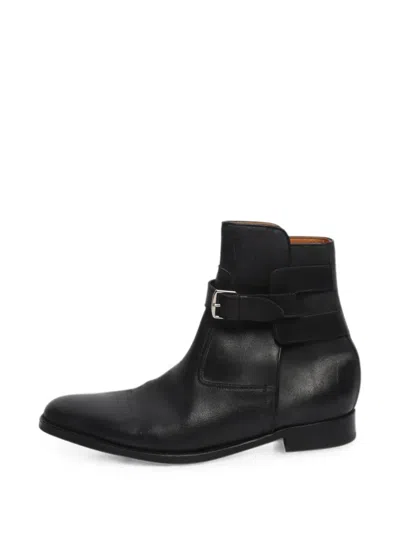 Pre-owned Hermes Buckled-detail Ankle Boots In Black