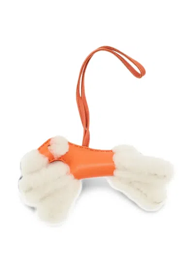 Pre-owned Hermes Budy Leather Bag Charm In Orange
