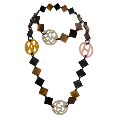 Pre-owned Hermes Hermès Buffalo Horn Pastel/multicolour Lacquer Lena Necklace