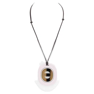 Pre-owned Hermes Hermès Buffalo Necklace Rose In Red