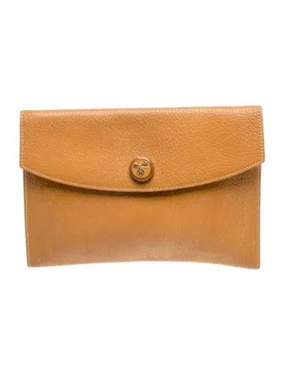 Pre-owned Hermes Buffalo Rio Clutch In Brown