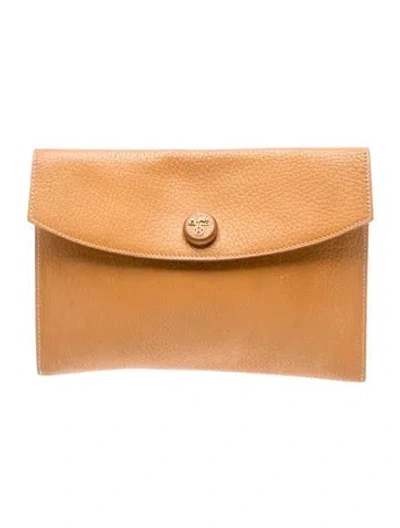 Pre-owned Hermes Buffalo Rio Clutch In Brown