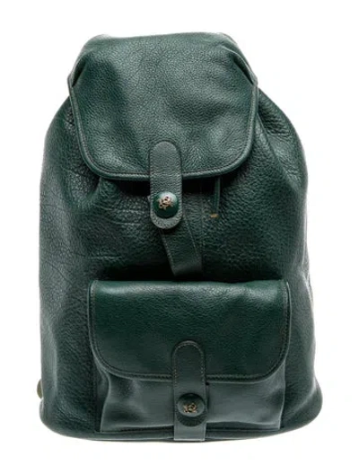 Pre-owned Hermes Buffalo Sac A Dos Baden Backpack In Green
