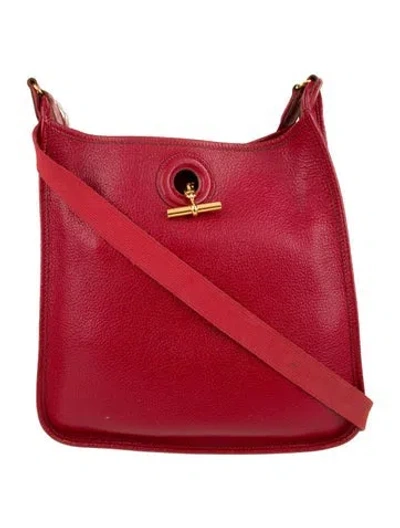 Pre-owned Hermes Buffalo Vespa Pm In Red