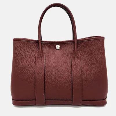 Pre-owned Hermes Burgundy Leather Garden Party 30
