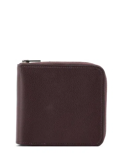 Pre-owned Hermes Hermès Burgundy Leather Zipengo H Verso Bifold Wallet Compact (authentic Pre-  Loved)