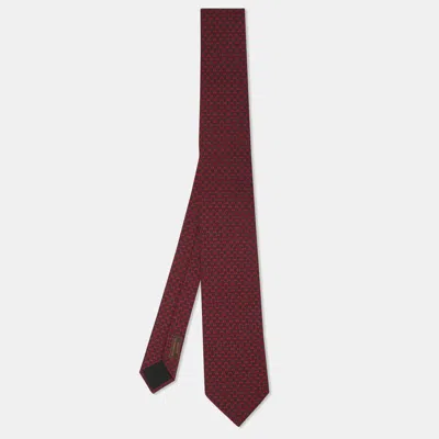 Pre-owned Hermes Hermès Burgundy Silk Hilario Tie