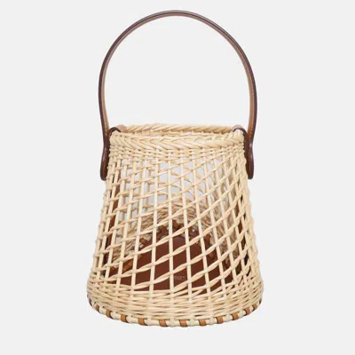 Pre-owned Hermes Butler Wicker Sabot Picnic Bag In Brown
