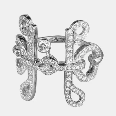 Pre-owned Hermes Butterfly White Gold Diamond Ring Size: 52
