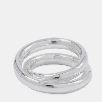 Pre-owned Hermes Caba Cityslide Clutchertige Ring Size 54/#14 Silver Sv925