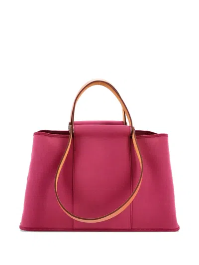 Pre-owned Hermes Cabag Elan Toile And Leather 39 Tote Bag In Pink