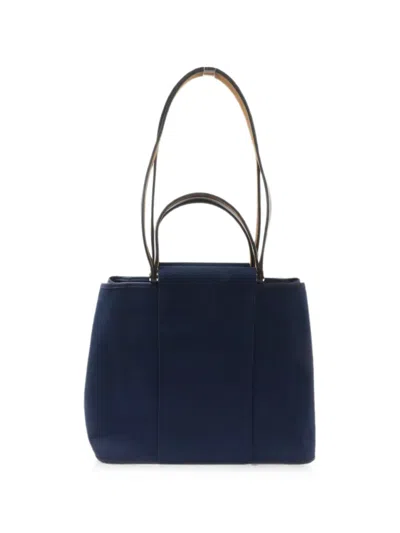 Pre-owned Hermes Cabag Pm Canvas Shoulder Bag In Blue