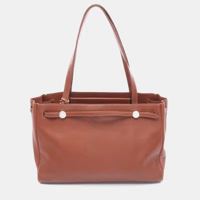 Pre-owned Hermes Cabana Gulliver Brown Leather Tote Bag