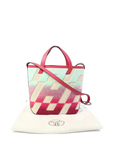 Pre-owned Hermes Cabas H En Biais 27 Tote Bag In Neutral