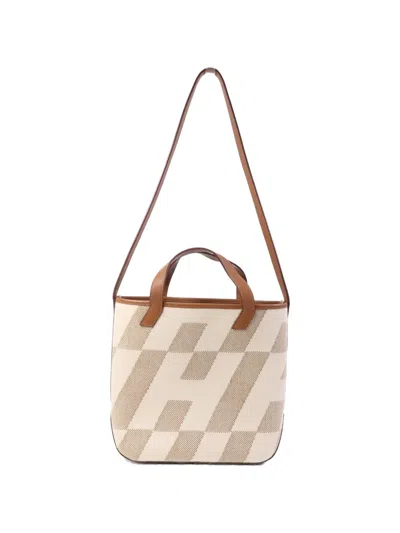 Pre-owned Hermes Cabas H En Biais 27 Two-way Handbag In Neutral