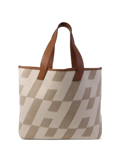 Pre-owned Hermes Cabas H En Biais 40 Tote Bag In Neutral