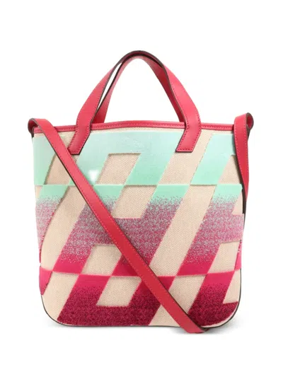 Pre-owned Hermes Cabas H En Biais Bucket Bag In Red