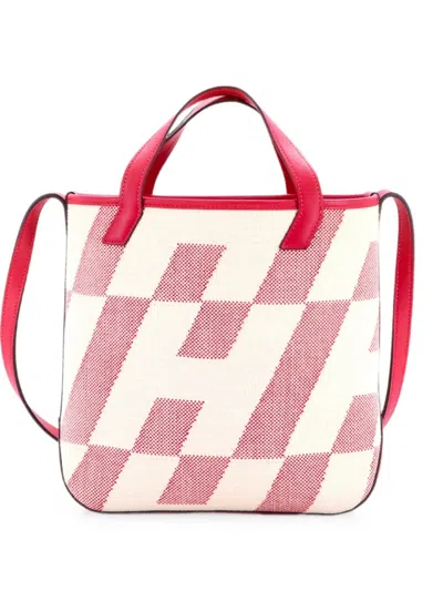 Pre-owned Hermes Cabas H En Biais Tote Canvas With Leather 27 Shoulder Bag In Pink