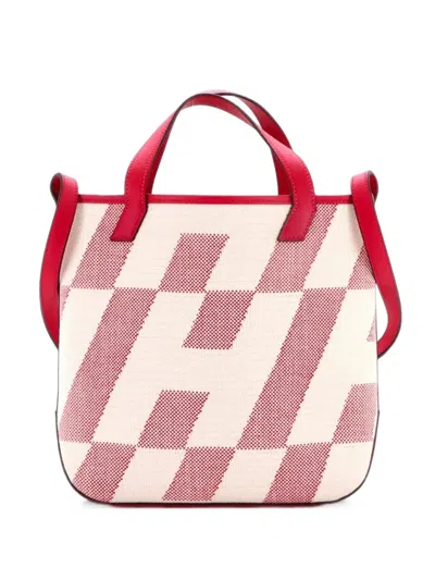 Pre-owned Hermes Cabas H En Biais Tote Canvas With Leather 27 Shoulder Bag In Pink
