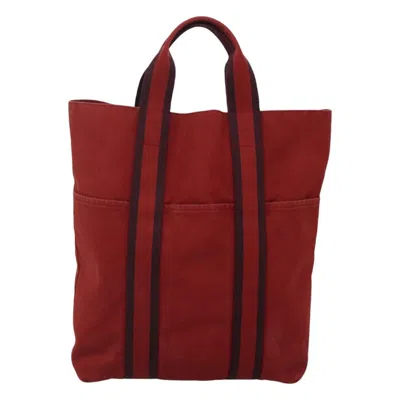 Pre-owned Hermes Hermès Cabas Red Canvas Tote Bag ()