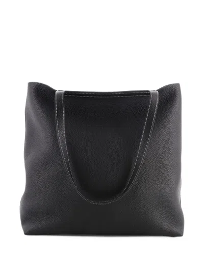 Pre-owned Hermes Cabasellier Clemence 46 Tote Bag In Black