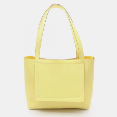 Pre-owned Hermes Cabasselier 31 Soufre Clemence Leather Shoulder Bag In Yellow