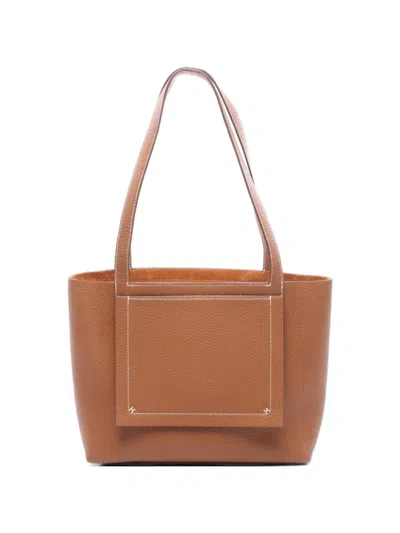 Pre-owned Hermes Cabasserie 31 Clemence Leather Tote Bag In Neutral