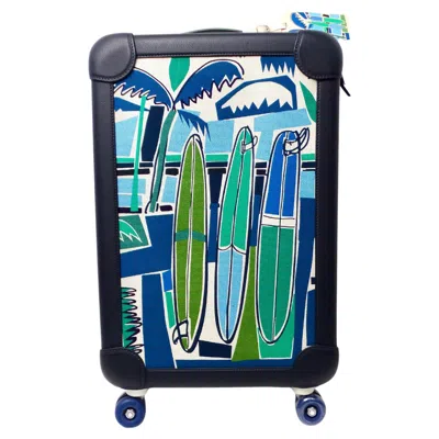 Pre-owned Hermes Cabine 55 Surfer Rolling Mobility Suitcase In Blue