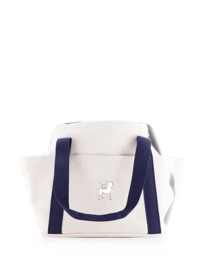 Pre-owned Hermes Cabriole Nappy Canvas Tote Bag In Blue