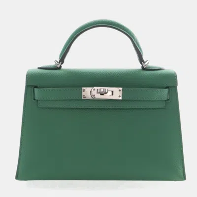 Pre-owned Hermes Cactus Epsom Verso Mini Kelly 20 In Blue